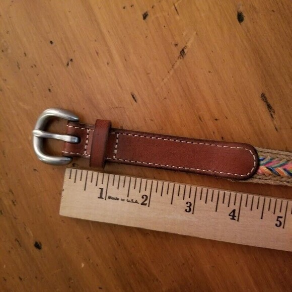 Women's Vintage Leather and Jute Bohemian Colorful Belt Sz M Western Boho - Picture 5 of 12